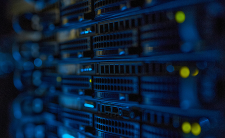 Close up of servers in a serves room